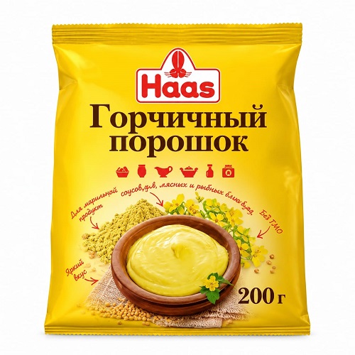 Haas горчичный порошок, 200 гр